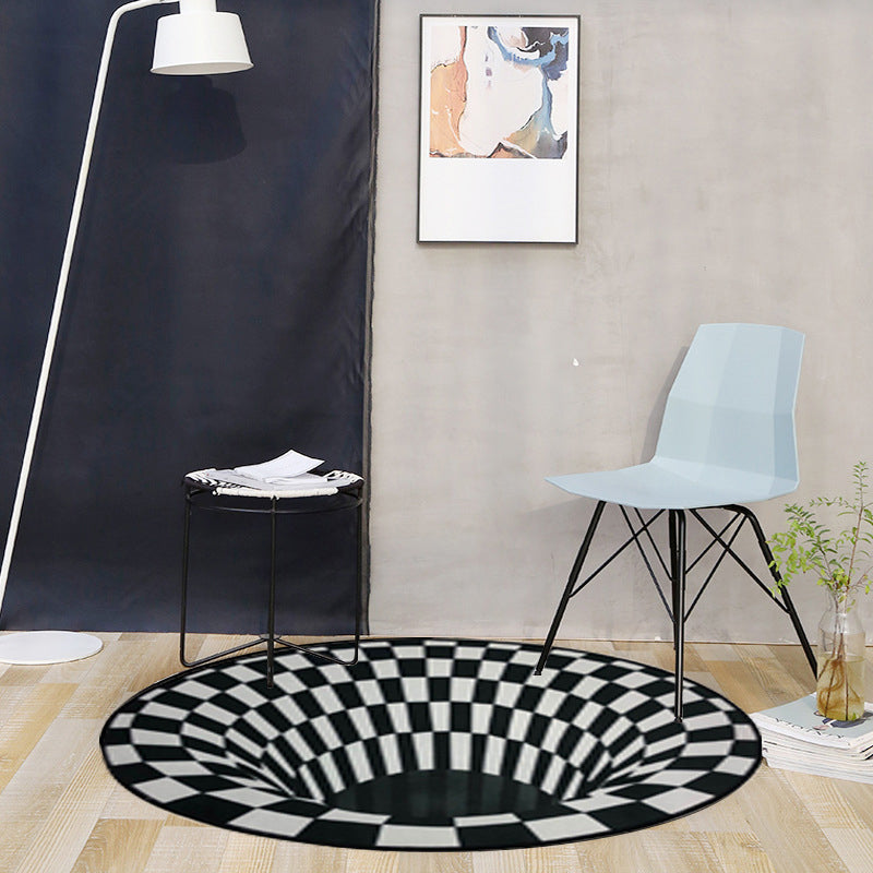 Avelena | Creepy Hole 3D Illusion Teppich Schwarz und Weiß Moderner Teppich Polypropylen Haustierfreundlich Rutschfest Fleckenresistenter Teppich für das Wohnzimmer