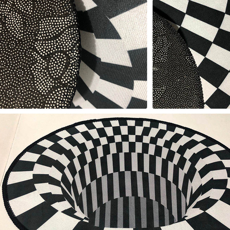 Avelena | Creepy Hole 3D Illusion Teppich Schwarz und Weiß Moderner Teppich Polypropylen Haustierfreundlich Rutschfest Fleckenresistenter Teppich für das Wohnzimmer