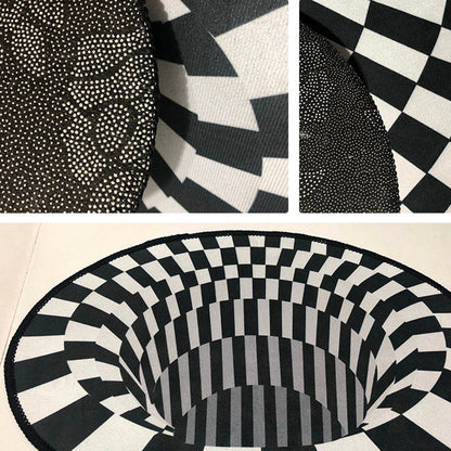 Avelena | Creepy Hole 3D Illusion Teppich Schwarz und Weiß Moderner Teppich Polypropylen Haustierfreundlich Rutschfest Fleckenresistenter Teppich für das Wohnzimmer