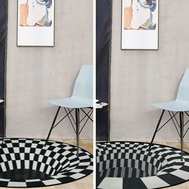 Avelena | Creepy Hole 3D Illusion Teppich Schwarz und Weiß Moderner Teppich Polypropylen Haustierfreundlich Rutschfest Fleckenresistenter Teppich für das Wohnzimmer