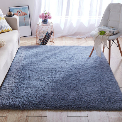 Avelena | Multi-Color Home Area Rug Nordic Plain Rug Fluffy Machine Washable Stain Resistant Anti-Slip Backing Rug with Braided Trim