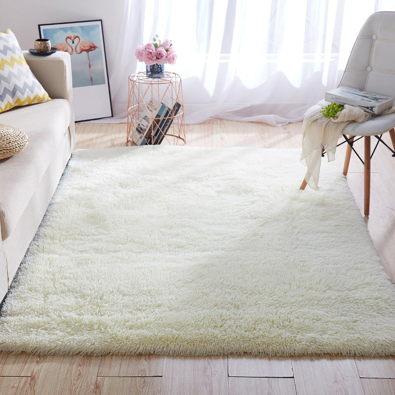 Avelena | Multi-Color Home Area Rug Nordic Plain Rug Fluffy Machine Washable Stain Resistant Anti-Slip Backing Rug with Braided Trim