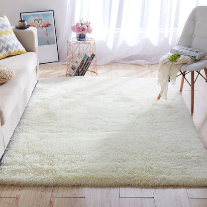 Avelena | Multi-Color Home Area Rug Nordic Plain Rug Fluffy Machine Washable Stain Resistant Anti-Slip Backing Rug with Braided Trim