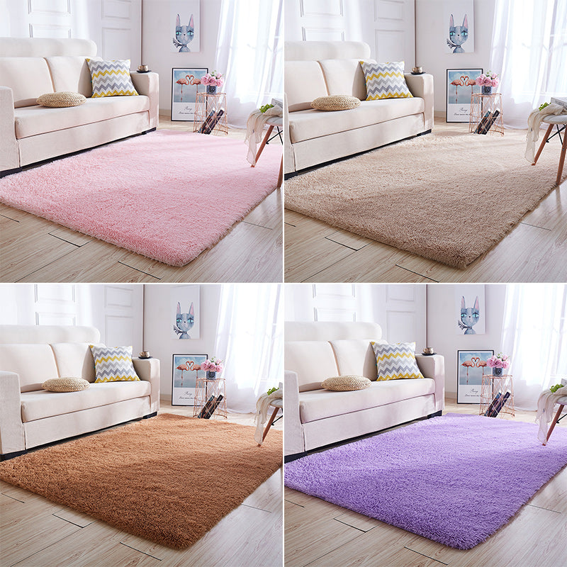 Avelena | Multi-Color Home Area Rug Nordic Plain Rug Fluffy Machine Washable Stain Resistant Anti-Slip Backing Rug with Braided Trim