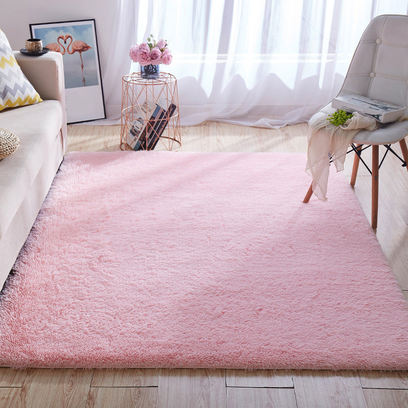 Avelena | Multi-Color Home Area Rug Nordic Plain Rug Fluffy Machine Washable Stain Resistant Anti-Slip Backing Rug with Braided Trim