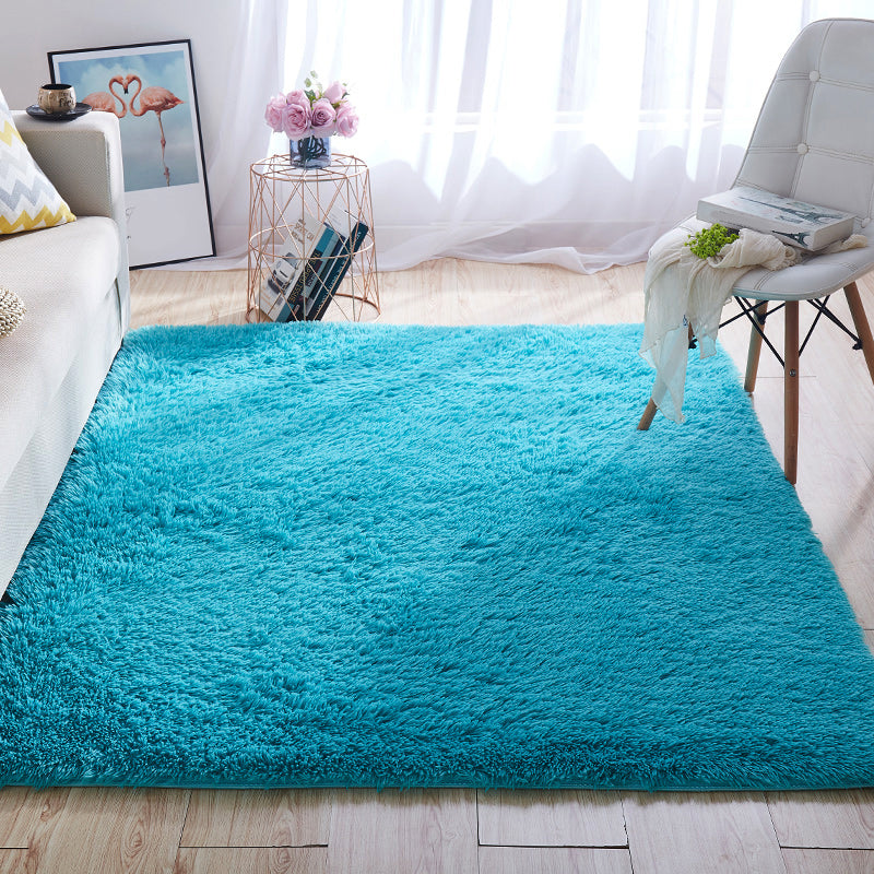 Avelena | Multi-Color Home Area Rug Nordic Plain Rug Fluffy Machine Washable Stain Resistant Anti-Slip Backing Rug with Braided Trim