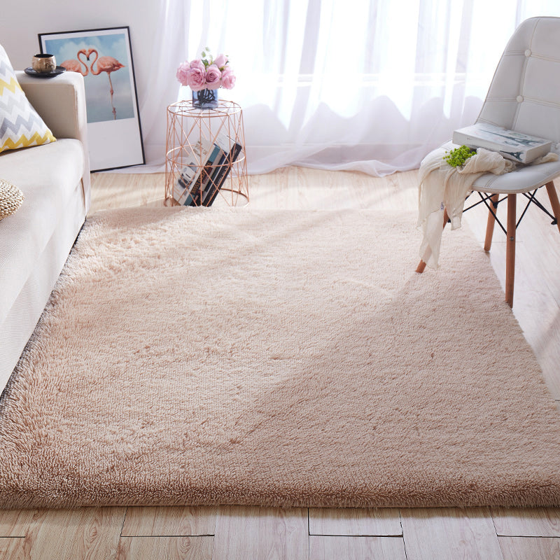 Avelena | Multi-Color Home Area Rug Nordic Plain Rug Fluffy Machine Washable Stain Resistant Anti-Slip Backing Rug with Braided Trim