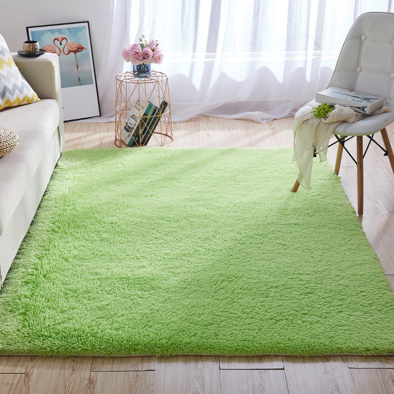 Avelena | Multi-Color Home Area Rug Nordic Plain Rug Fluffy Machine Washable Stain Resistant Anti-Slip Backing Rug with Braided Trim