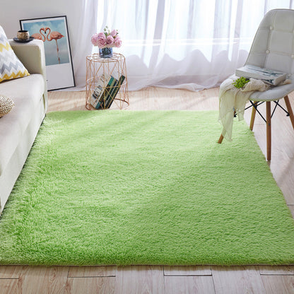 Avelena | Multi-Color Home Area Rug Nordic Plain Rug Fluffy Machine Washable Stain Resistant Anti-Slip Backing Rug with Braided Trim