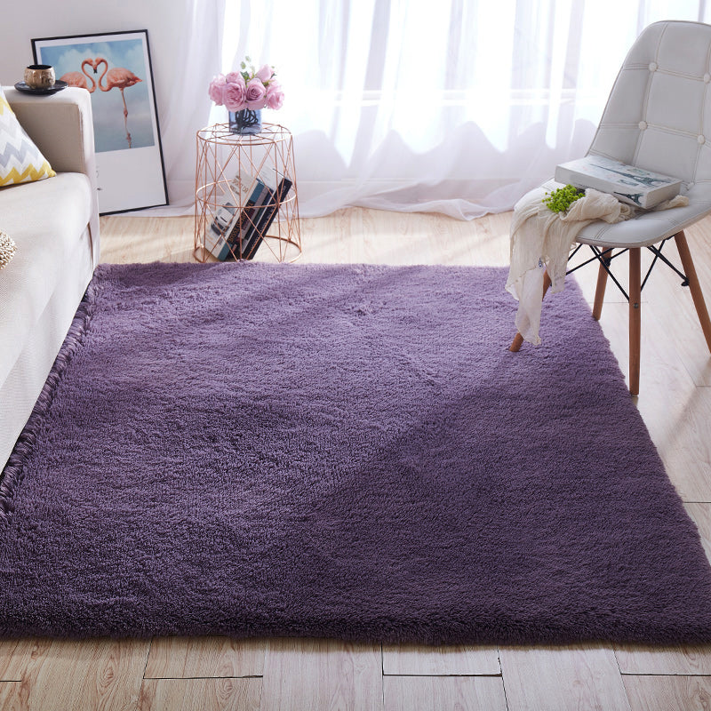 Avelena | Multi-Color Home Area Rug Nordic Plain Rug Fluffy Machine Washable Stain Resistant Anti-Slip Backing Rug with Braided Trim