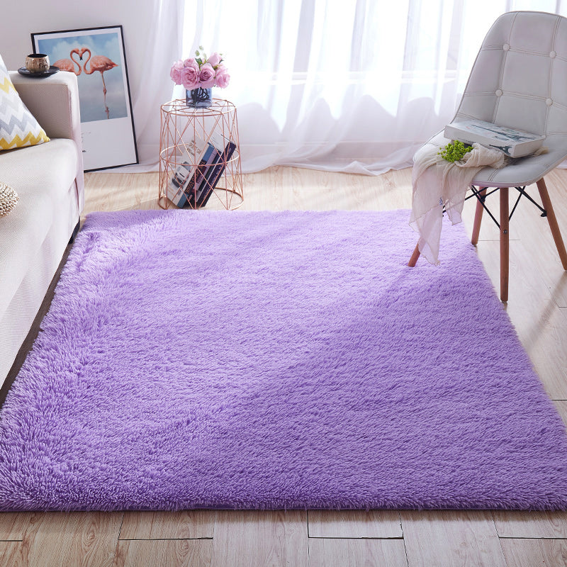 Avelena | Multi-Color Home Area Rug Nordic Plain Rug Fluffy Machine Washable Stain Resistant Anti-Slip Backing Rug with Braided Trim