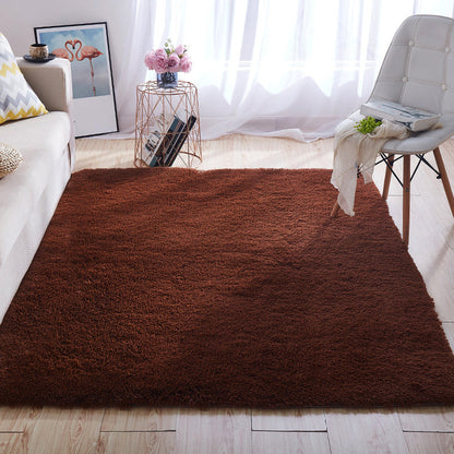 Avelena | Multi-Color Home Area Rug Nordic Plain Rug Fluffy Machine Washable Stain Resistant Anti-Slip Backing Rug with Braided Trim