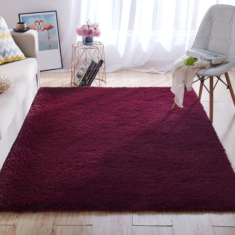 Avelena | Multi-Color Home Area Rug Nordic Plain Rug Fluffy Machine Washable Stain Resistant Anti-Slip Backing Rug with Braided Trim