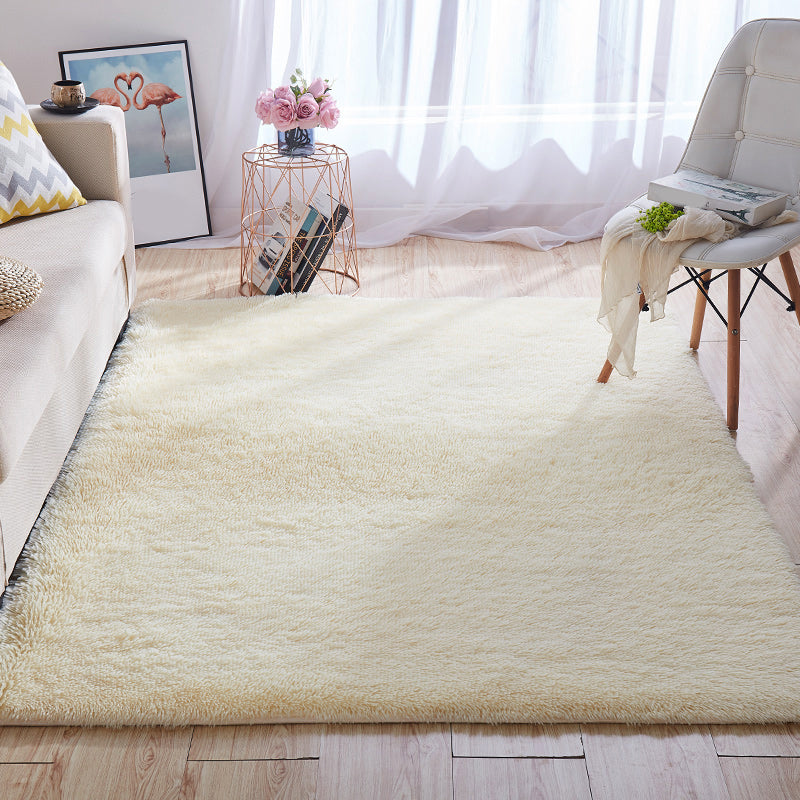 Avelena | Multi-Color Home Area Rug Nordic Plain Rug Fluffy Machine Washable Stain Resistant Anti-Slip Backing Rug with Braided Trim