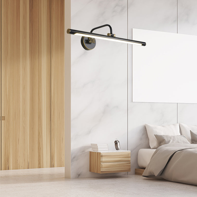 Avelena | Schwarz/Antik Messing Led Wandleuchte Fixture Traditionelle Metall Lineare Make-Up Beleuchtung In Weiß/Warm/Natural Light, 14"/18"/23" B