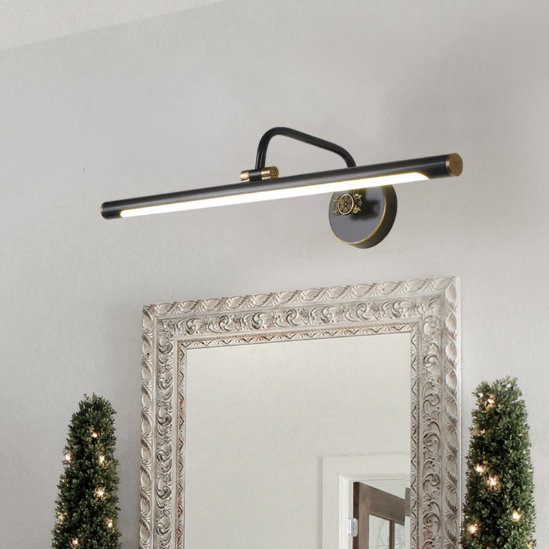 Avelena | Schwarz/Antik Messing Led Wandleuchte Fixture Traditionelle Metall Lineare Make-Up Beleuchtung In Weiß/Warm/Natural Light, 14"/18"/23" B