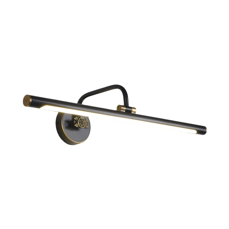 Avelena | Schwarz/Antik Messing Led Wandleuchte Fixture Traditionelle Metall Lineare Make-Up Beleuchtung In Weiß/Warm/Natural Light, 14"/18"/23" B