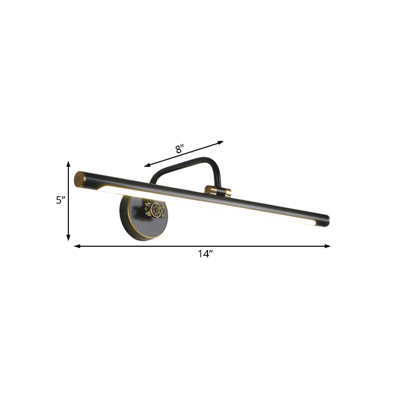 Avelena | Schwarz/Antik Messing Led Wandleuchte Fixture Traditionelle Metall Lineare Make-Up Beleuchtung In Weiß/Warm/Natural Light, 14"/18"/23" B