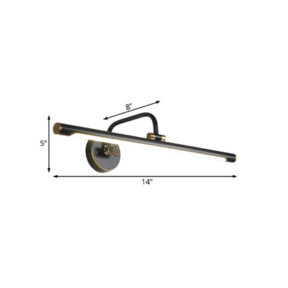 Avelena | Schwarz/Antik Messing Led Wandleuchte Fixture Traditionelle Metall Lineare Make-Up Beleuchtung In Weiß/Warm/Natural Light, 14"/18"/23" B