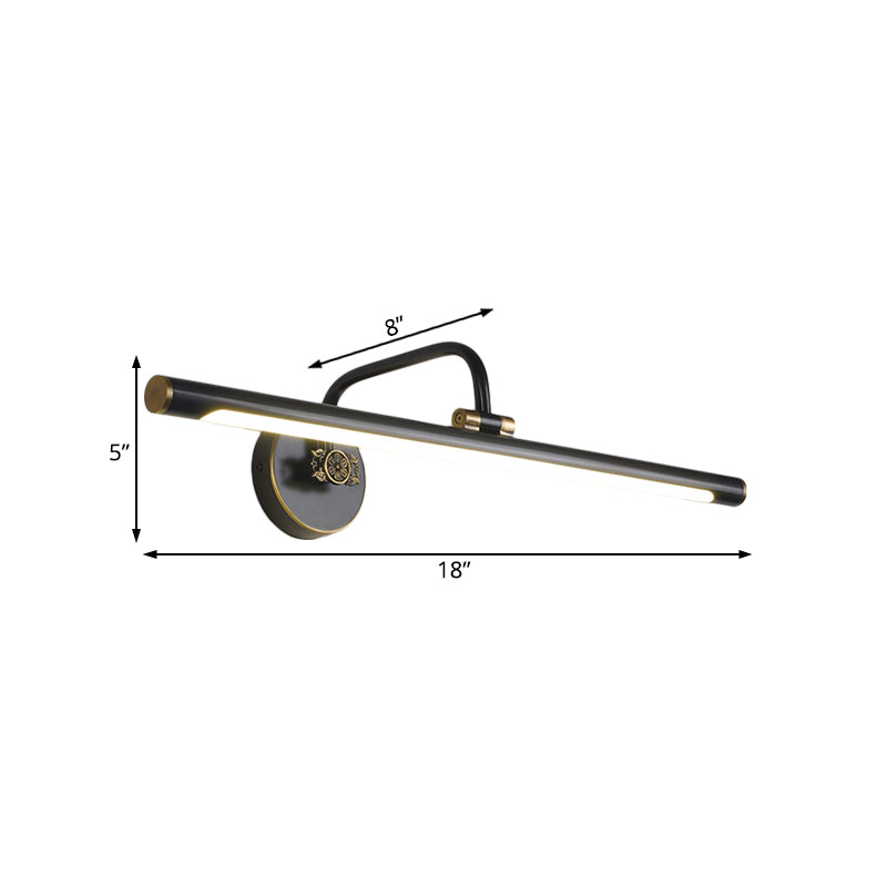 Avelena | Schwarz/Antik Messing Led Wandleuchte Fixture Traditionelle Metall Lineare Make-Up Beleuchtung In Weiß/Warm/Natural Light, 14"/18"/23" B