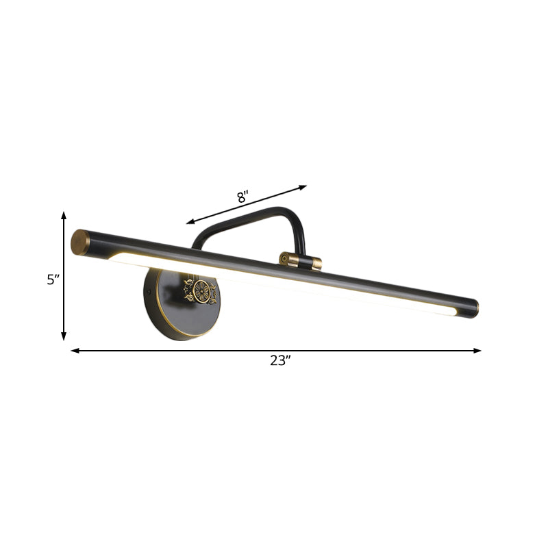 Avelena | Schwarz/Antik Messing Led Wandleuchte Fixture Traditionelle Metall Lineare Make-Up Beleuchtung In Weiß/Warm/Natural Light, 14"/18"/23" B