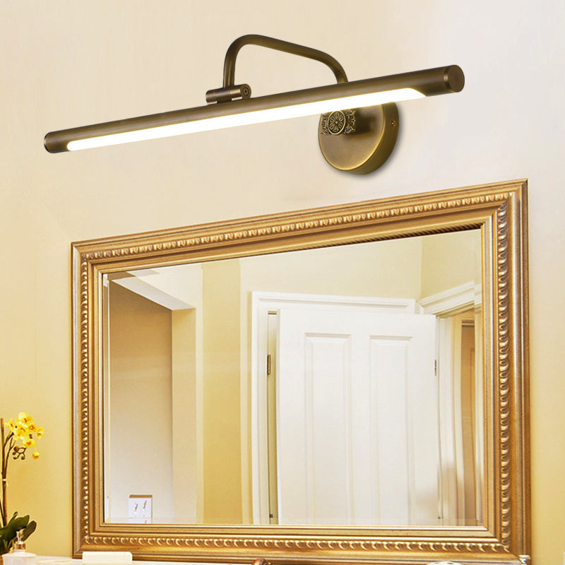 Avelena | Schwarz/Antik Messing Led Wandleuchte Fixture Traditionelle Metall Lineare Make-Up Beleuchtung In Weiß/Warm/Natural Light, 14"/18"/23" B