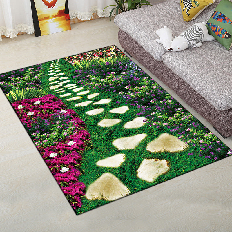 Avelena | Multi-Color Moderner Teppich Polyester Digital Grafik Teppich Antirutsch Rücken Haustierfreundlicher Waschbarer Teppich für das Gästezimmer