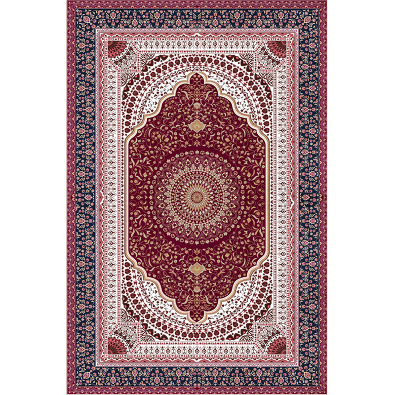 Avelena | Magnificent Floral Printed Rug Multi-Color Moroccan Rug Polyester Waschbar Rutschfeste Unterlage Fleckenbeständiger Teppich für Gästezimmer