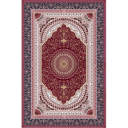 Avelena | Magnificent Floral Printed Rug Multi-Color Moroccan Rug Polyester Waschbar Rutschfeste Unterlage Fleckenbeständiger Teppich für Gästezimmer
