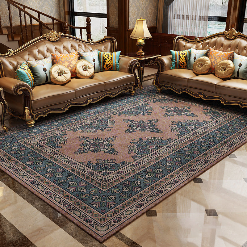 Avelena | Magnificent Floral Printed Rug Multi-Color Moroccan Rug Polyester Waschbar Rutschfeste Unterlage Fleckenbeständiger Teppich für Gästezimmer
