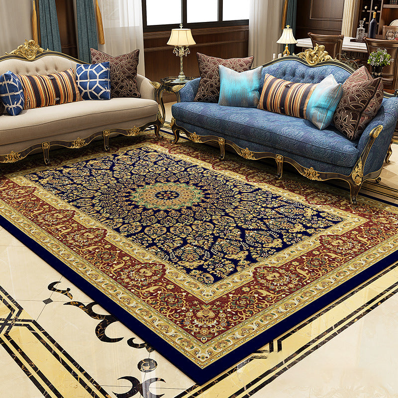 Avelena | Magnificent Floral Printed Rug Multi-Color Moroccan Rug Polyester Waschbar Rutschfeste Unterlage Fleckenbeständiger Teppich für Gästezimmer