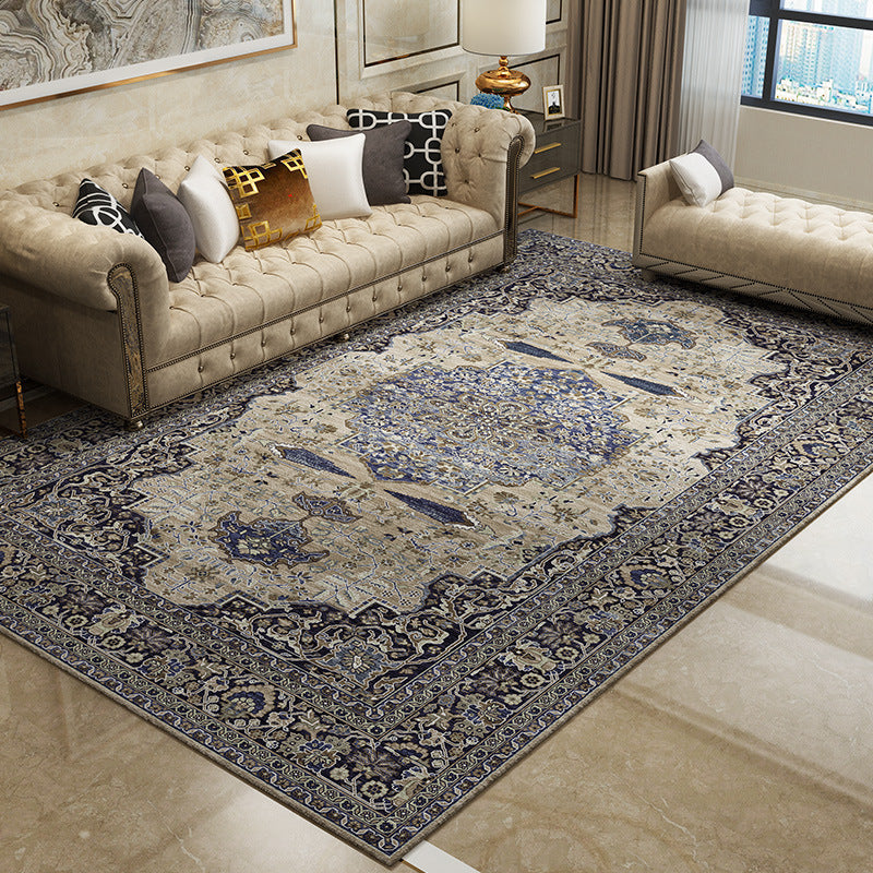 Avelena | Magnificent Floral Printed Rug Multi-Color Moroccan Rug Polyester Waschbar Rutschfeste Unterlage Fleckenbeständiger Teppich für Gästezimmer