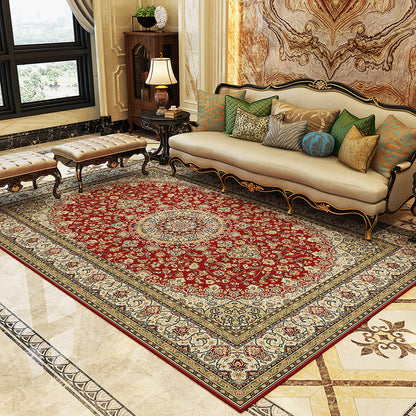 Avelena | Magnificent Floral Printed Rug Multi-Color Moroccan Rug Polyester Waschbar Rutschfeste Unterlage Fleckenbeständiger Teppich für Gästezimmer