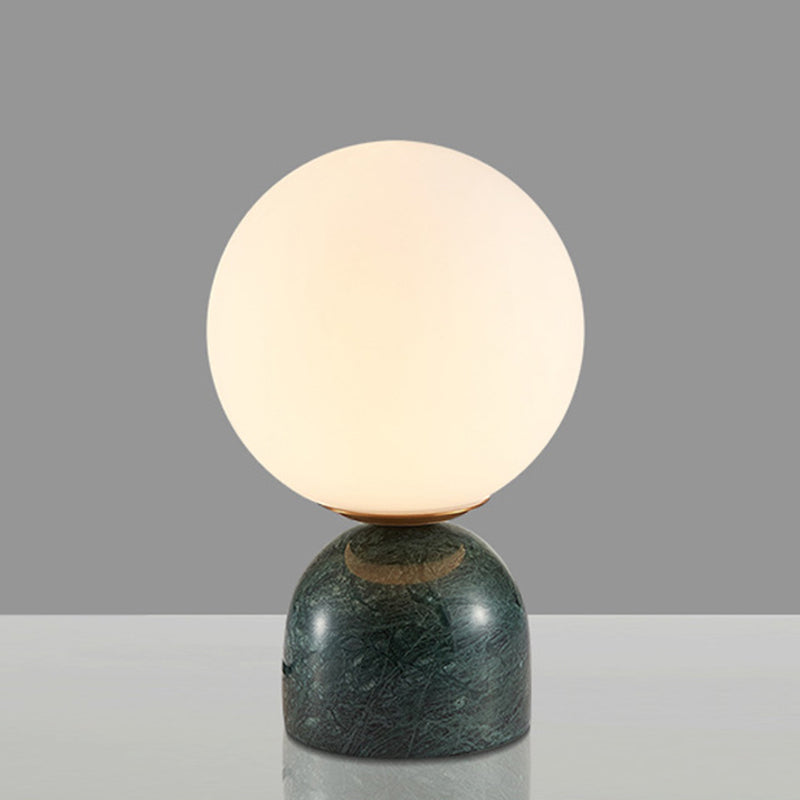 Avelena | Sphere Tischbeleuchtung Nordischer Stil Mattglas Einzelleuchtmittel Nachttischlampe mit Kuppel-Marmor-Basis