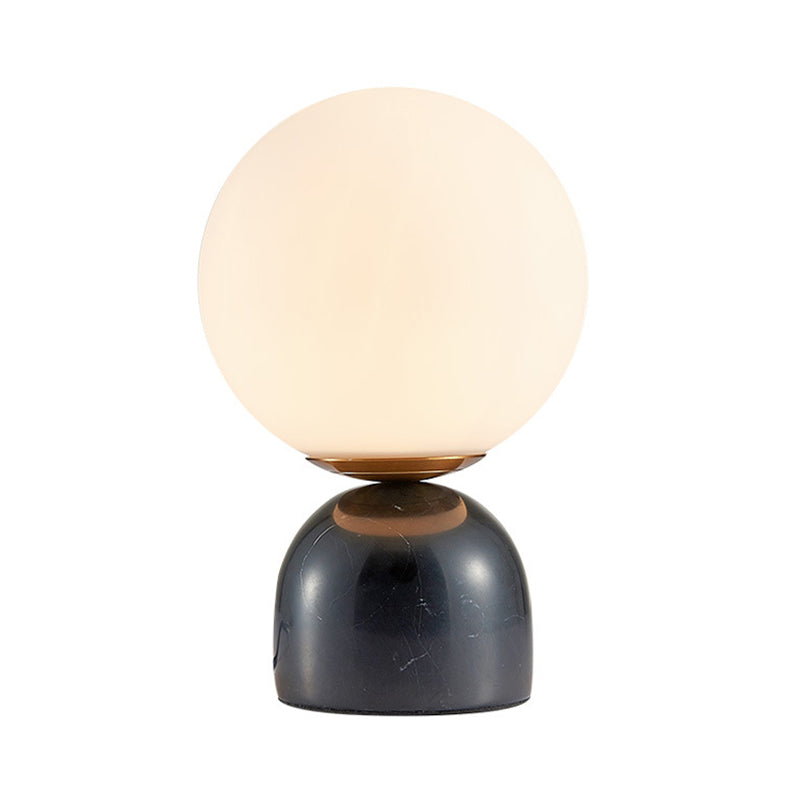 Avelena | Sphere Tischbeleuchtung Nordischer Stil Mattglas Einzelleuchtmittel Nachttischlampe mit Kuppel-Marmor-Basis