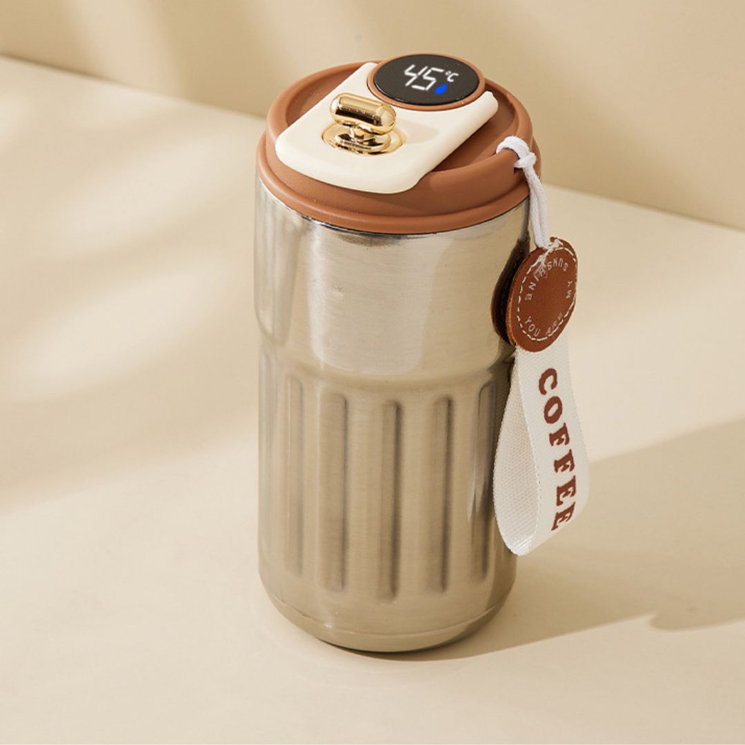 Avelena | Edelstahl  Kaffebecher mit LED Temperatur Anzeige 450 ML