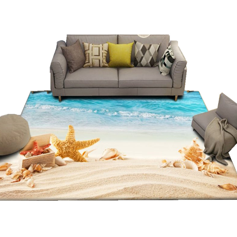 Avelena | Moderner Stranddruck Teppich Mehrfarbig Polyester Teppich Einfach zu reinigen Maschinenwaschbar Innenraumteppich für das Kinderzimmer