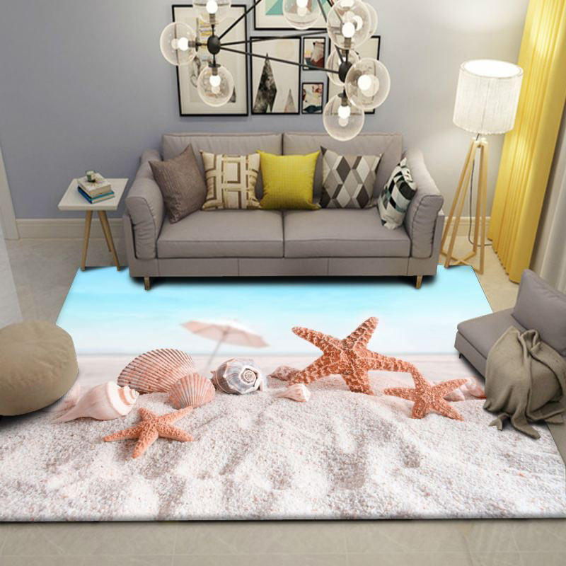 Avelena | Moderner Stranddruck Teppich Mehrfarbig Polyester Teppich Einfach zu reinigen Maschinenwaschbar Innenraumteppich für das Kinderzimmer
