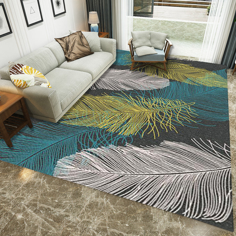 Avelena | Luxe Wohnzimmerteppich Mehrfarbig Pflanzen Indoor Teppich Synthetik Pflegeleicht Maschinenwaschbar Teppich