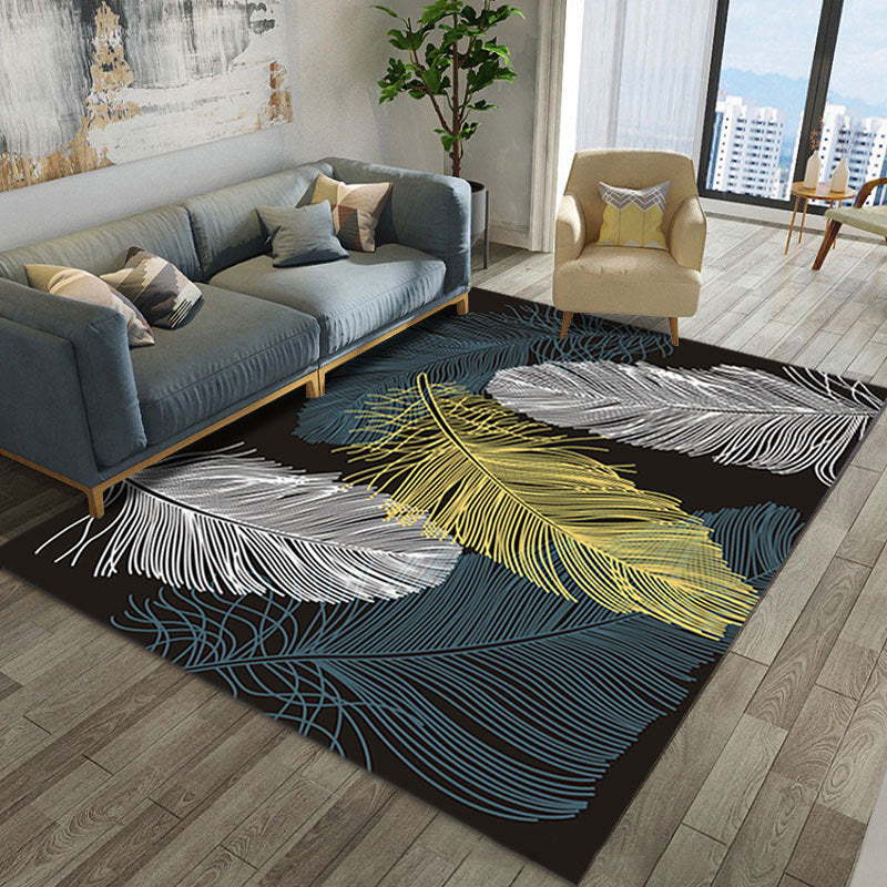 Avelena | Luxe Wohnzimmerteppich Mehrfarbig Pflanzen Indoor Teppich Synthetik Pflegeleicht Maschinenwaschbar Teppich