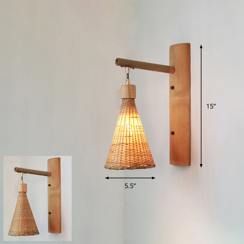 Avelena | Handgefertigte Flur-Wandleuchte Bambus Ein-Birnen Zeitgenössische Wandlampe aus Holz