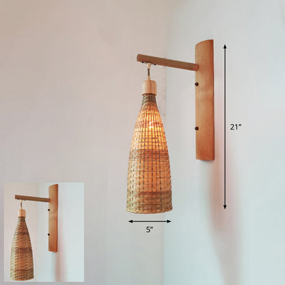Avelena | Handgefertigte Flur-Wandleuchte Bambus Ein-Birnen Zeitgenössische Wandlampe aus Holz