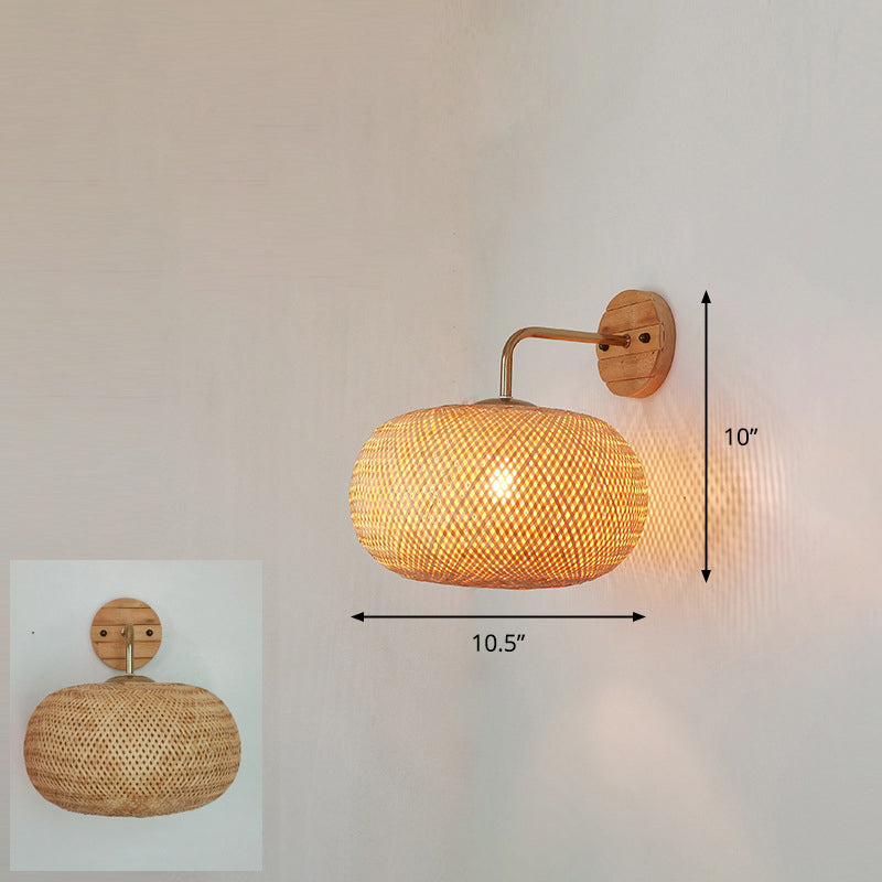 Avelena | Handgefertigte Flur-Wandleuchte Bambus Ein-Birnen Zeitgenössische Wandlampe aus Holz