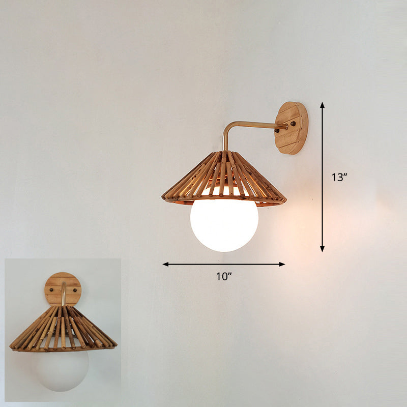 Avelena | Handgefertigte Flur-Wandleuchte Bambus Ein-Birnen Zeitgenössische Wandlampe aus Holz