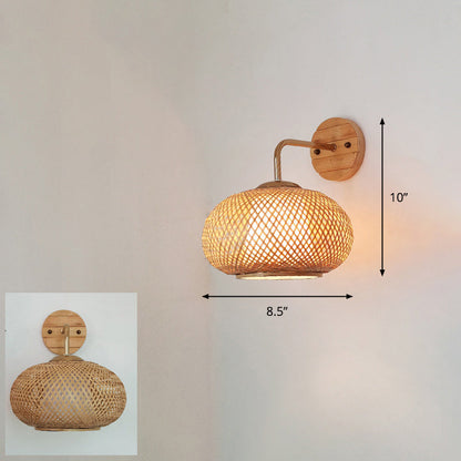 Avelena | Handgefertigte Flur-Wandleuchte Bambus Ein-Birnen Zeitgenössische Wandlampe aus Holz