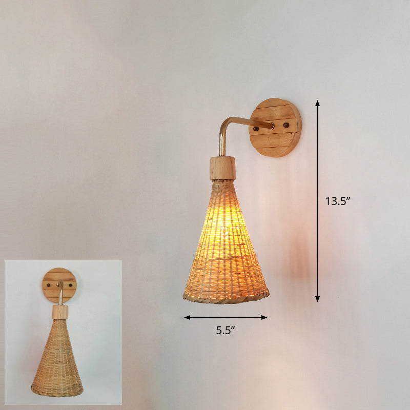 Avelena | Handgefertigte Flur-Wandleuchte Bambus Ein-Birnen Zeitgenössische Wandlampe aus Holz