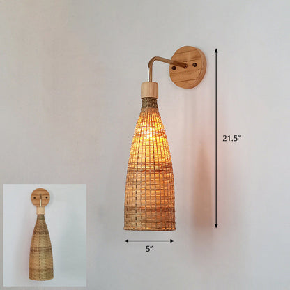 Avelena | Handgefertigte Flur-Wandleuchte Bambus Ein-Birnen Zeitgenössische Wandlampe aus Holz