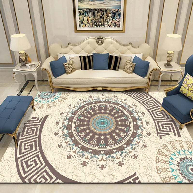 Avelena | Native American Wohnzimmerteppich Multi-Color Geometrisches Muster Indoor Teppich Polyester Haustierfreundlicher Waschbarer Teppich