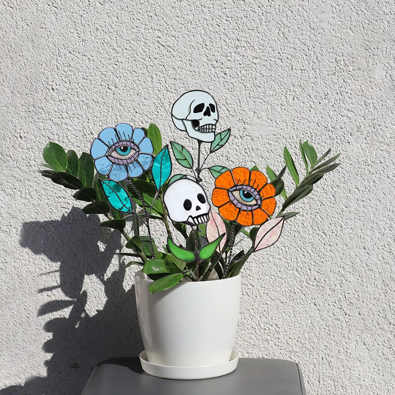 Avelena | Frühe Halloween Schädel Gefärbtes Glas Pflanze