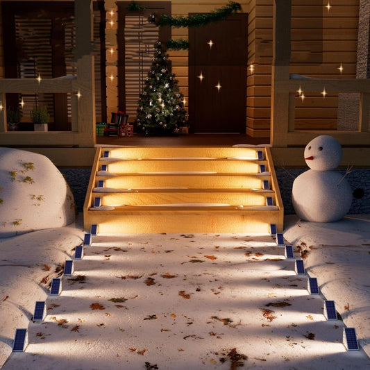 Avelena | Wasserdichte Solar LED Treppenbeleuchtung - Außenbeleuchtung für Treppen, Wege und Terrassen